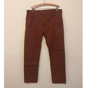 Levi's lightly-worn 502 brown regular taper fit stretch twill pants